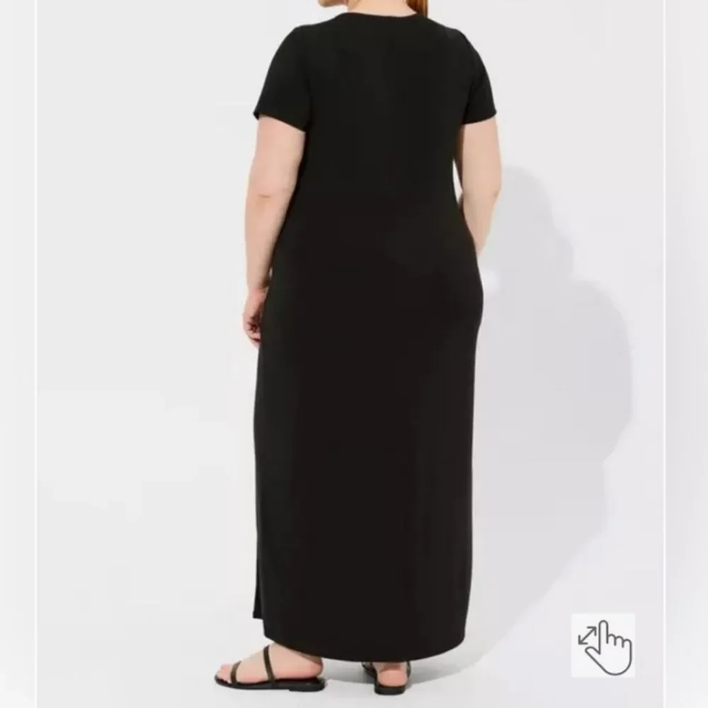 Torrid Black Maxi Jersey Lace Up T-shirt Dress Casual Comfortable Plus Size 2x - Picture 2 of 8